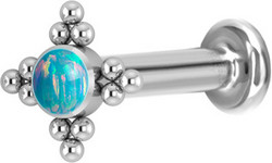 Rustokoru/traguskoru, Titanium Star Flower Labret with Blue Opal