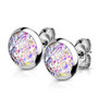 Kirurginteräsnapit, Small Druzy Stone in Multicolor Light Pink