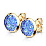 Kirurginteräsnapit, Small Gold Druzy Stone in Multicolor Blue