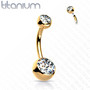 Napakoru, Implant Grade Titanium Crystal Belly Button in Gold