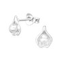 Hopeiset korvanapit, Modern Flower Pearl Earstuds -pienet helminapit