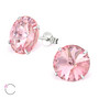 Hopeiset korvanapit, LA CRYSTALE|Pink XL Round Crystals