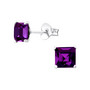 Hopeiset korvanapit, Purple Square Earrings