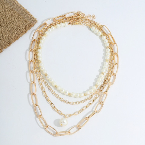 Kaulakorusetti, FRENCH RIVIERA|Chunky Pearl Necklace in Gold