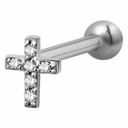 Rustokoru/traguskoru, Steel Jewelled Cross Barbell