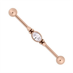 Industrial, Steel Roseline® Jewelled Barbell with Cubic Zirconia