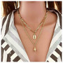 Kerroskaulakoru, FRENCH RIVIERA|Two Layer Seashell Necklace in Gold