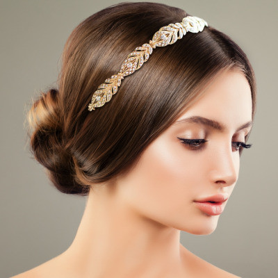Hiuskoru, ATHENA BRIDAL|Chic Feather Crystal Headband in Gold