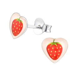 Hopeiset korvanapit, Strawberry Heart -mansikkakorvakorut