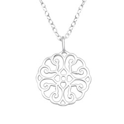 Hopeinen kaulakoru, Elegant Lace -pitsikuvioinen kaulakoru