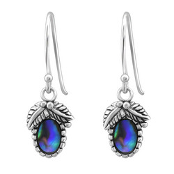 Hopeiset korvakorut, Oval Abalone Earrings -simpukkakorvakorut