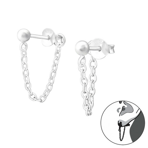 Hopeiset korvanapit, Simple Earstuds with Chains