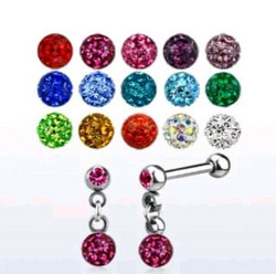 Rustokoru/traguskoru, Steel Barbell with Crystal Paved Balls