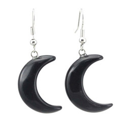 Korvakorut, NATURE COLLECTION|Black Onyx Crescent Crystal Earrings