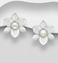 Hopeanapit, PREMIUM COLLECTION|Large Matt Flower Earstuds with Pearls