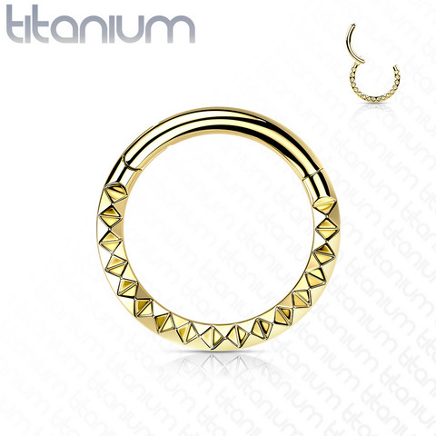 Lävistysrengas, Implant Grade Titanium Front Pyramid Cut Hoops in Gold