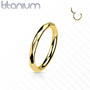 Lävistysrengas, Implant Grade Titanium Faceted Side Hoops in Gold