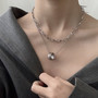 Kerroskaulakoru, FRENCH RIVIERA|Double Layer Hoop Necklace in Silver