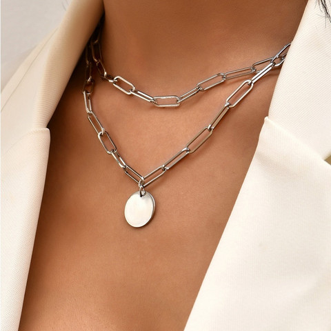 Kerroskaulakoru, FRENCH RIVIERA|Double Layer Circle Necklace in Silver
