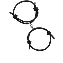 Rannekoru, Black Couple Bracelet with Ball -rakkauskoru