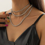 Kerroskaulakoru, FRENCH RIVIERA|Three Layer Party Necklace in Silver