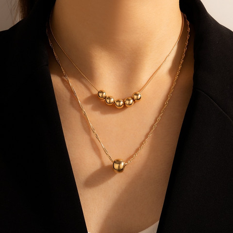 Kerroskaulakoru, FRENCH RIVIERA|Two Layer Classic Necklace in Gold