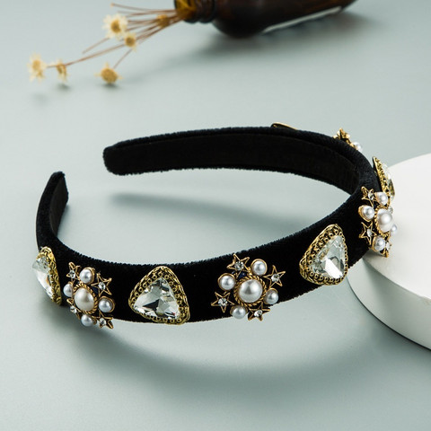 Hiuspanta|SUGAR SUGAR, Velvet Hairband with Pearls in Black