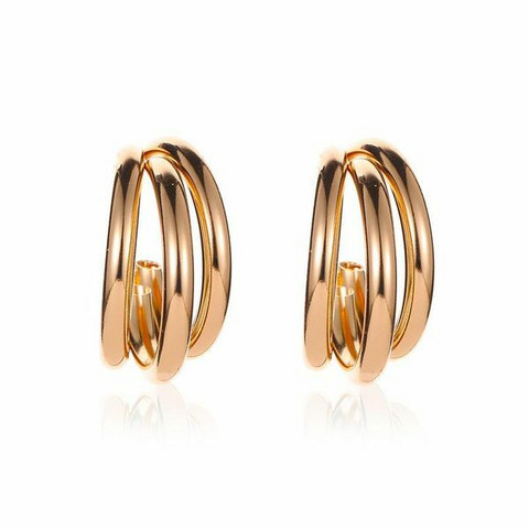 Korvarenkaat, FRENCH RIVIERA|Wide Triple Layer Gold Hoops