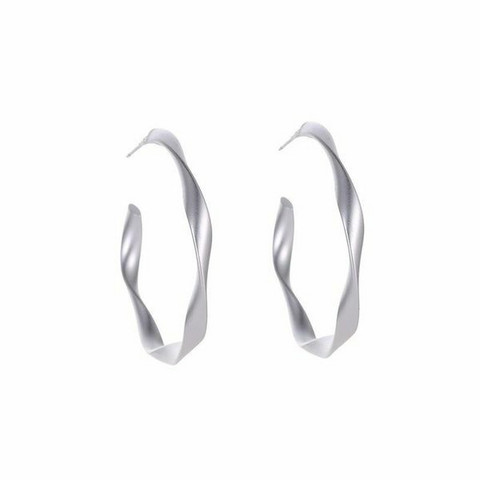 Korvarenkaat, FRENCH RIVIERA|Twist Matte Silver Hoops