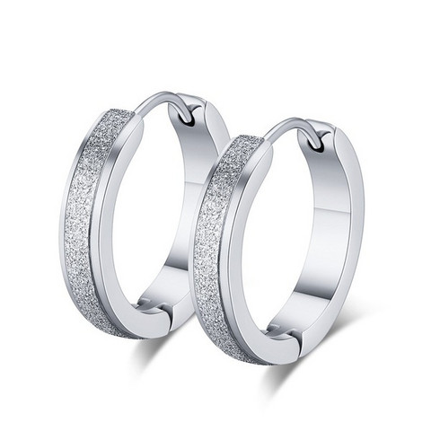 Kirurginteräsrenkaat, Large Diamond Cut Steel Hoop Earrings