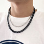 Kaulakoru, Two Layer Necklace in Black & Steel
