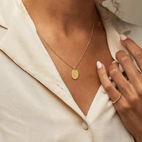 Kirurginteräskaulakoru, FRENCH RIVIERA|Oval Necklace in Gold