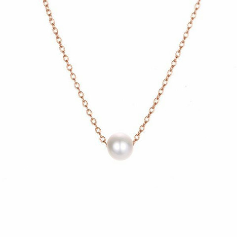 Kirurginteräskaulakoru, FRENCH RIVIERA|Mini Pearl Necklace in Rosegold