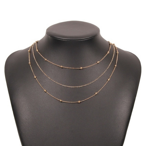 Kerroskaulakoru, FRENCH RIVIERA|Short Ball Layer Necklace in Gold