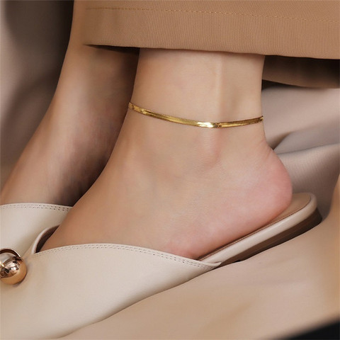 Kirurginteräsnilkkakoru, FRENCH RIVIERA, Snake Bone Anklet in Gold