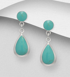Hopeakorvakorut, PREMIUM COLLECTION|Teardrop Push Earrings in Turqoise