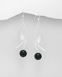 Hopeakorvakorut, PREMIUM COLLECTION|Twist Earrings with Black Onyx