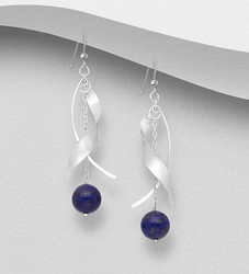 Hopeakorvakorut, PREMIUM COLLECTION|Twist Earrings with Lapis Lazuli