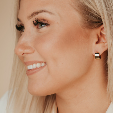 Kirurginteräsrenkaat, Wide Steel Hoop Earrings in Gold