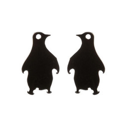 Kirurginteräsnapit, Steel Penguin Earstuds in Black -pingviininapit