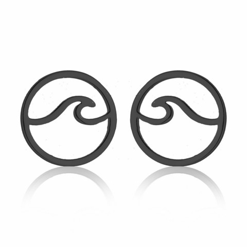 Kirurginteräsnapit, Wave Steel Earstuds in Black -teräsnapit