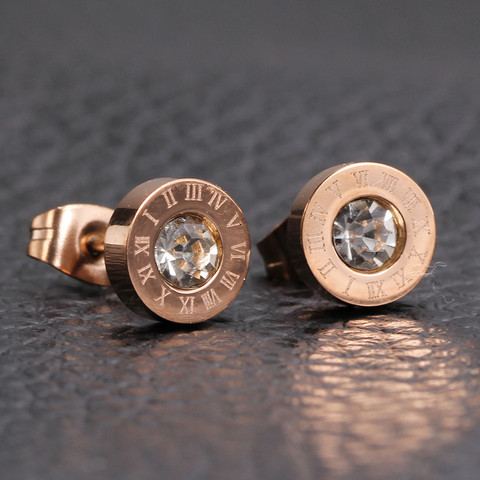 Kirurginteräsnapit, FRENCH RIVIERA|Roman Numerals Earstuds in Rosegold
