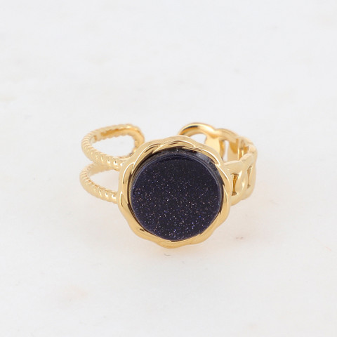 Sormus, BOHM PARIS|Bague Luce -dorée avec pierre de sable bleu