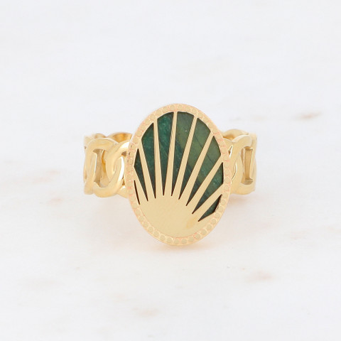 Sormus, BOHM PARIS|Bague Ovale -dorée avec jaspe vert