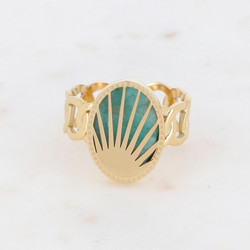 Sormus, BOHM PARIS|Bague Ovale-dorée avec amazonite