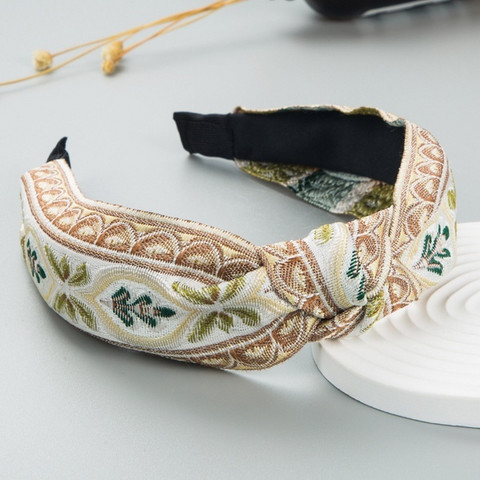 Hiuspanta|SUGAR SUGAR, Embroided Knot Hairband in Golden Brown