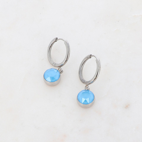 Korvakorut, BOHM PARIS|Boucles Silas avec crystal summer blue -rhodium