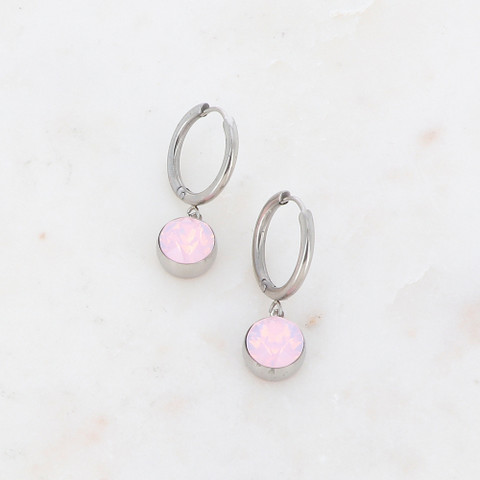 Korvakorut, BOHM PARIS|Boucles Silas avec crystal rose opal -rhodium