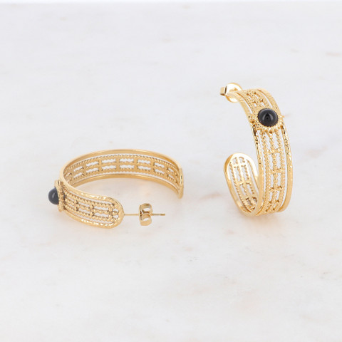 Korvakorut, BOHM PARIS|Créoles Anaïs -onyx