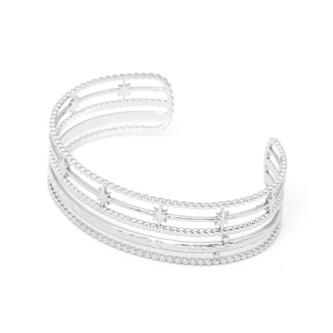 Kirurginteräsrannekoru, FRENCH RIVIERA|Wide Silver Star Bracelet